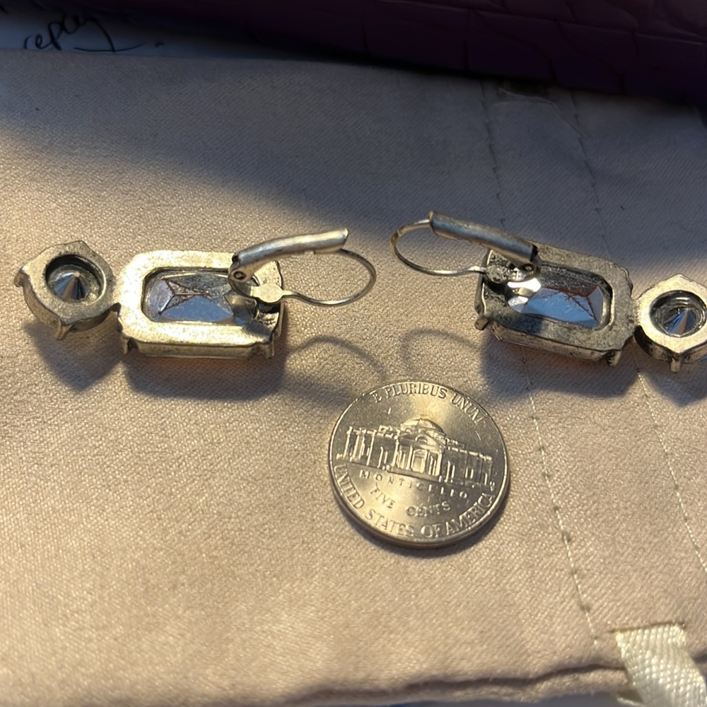 Macy’s pink & clear rhinestone earrings - Picture 4 of 4